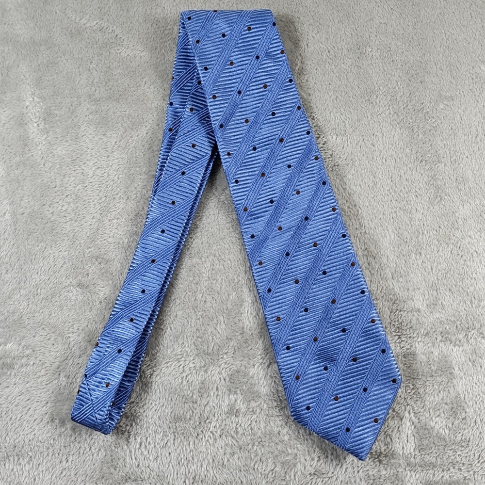 Canali Tie Mens Blue Polka Dot Silk Made In Italy Luxury Necktie Old Money